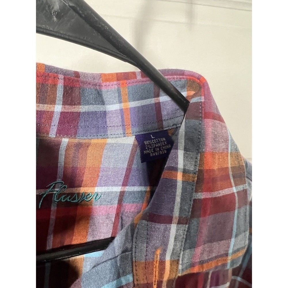 ALAN FLUSSER Men's  L- 100%‎ Cotton Button-Down Long Sleeve Shirt -striped - Picture 6 of 7